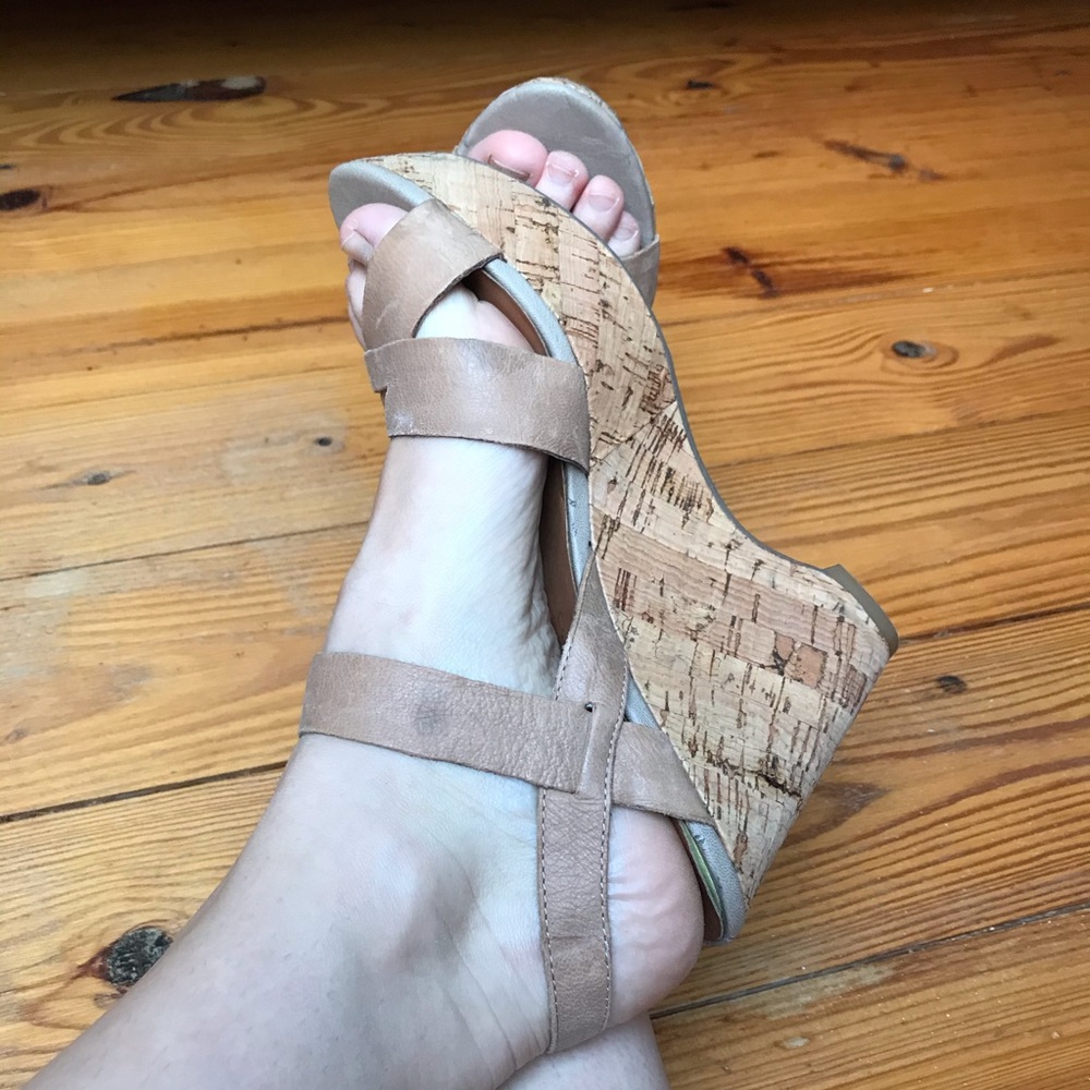 Franco Sarto Leather Cork Platform Wedge Sandals, EUC, 7 - Picture 11 of 14